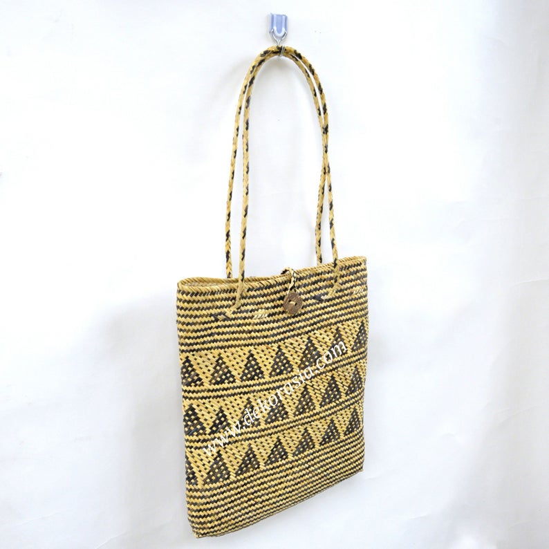Women Natural Woven Bag Medium Hand Bag - Ethnic Tribal - Type D Triangle | Woven Bag | Free Shipping
